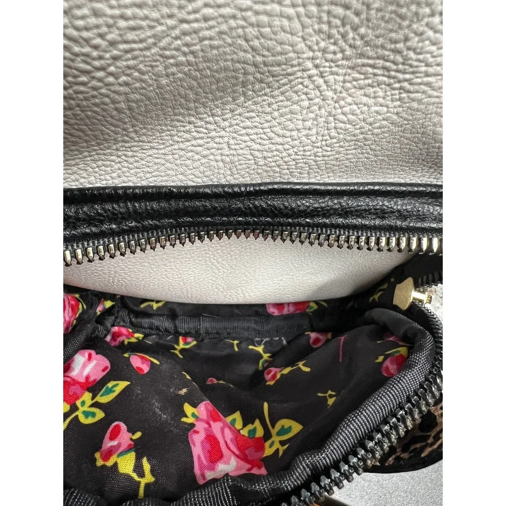 Betsey Johnson Cat Face Mini‎ Backpack Black White Leopard Print Crossbody Bag